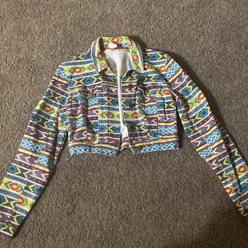 Tinseltown Denim Couture Funky Cropped Blazer